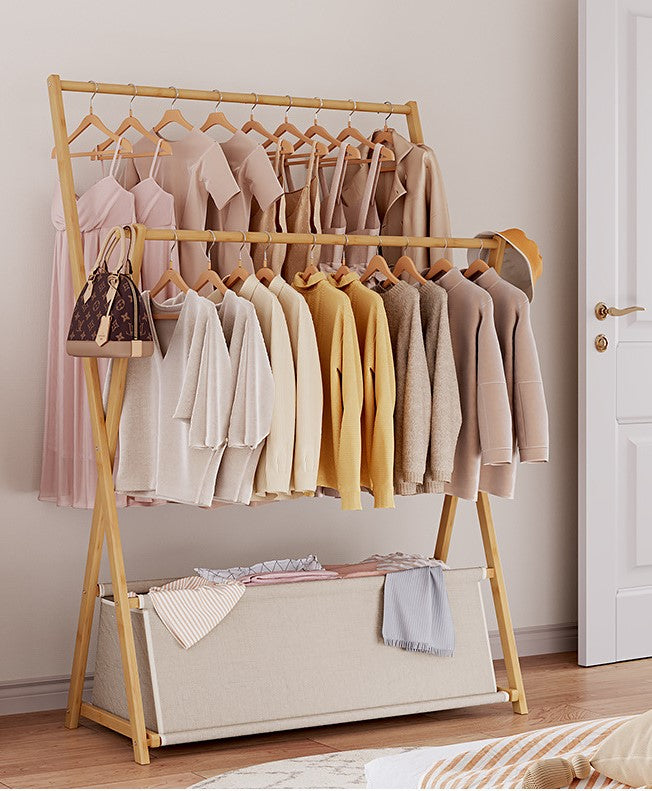 CC016 - Double-layer portable clothes rack with Cloth Storage Basket image 0