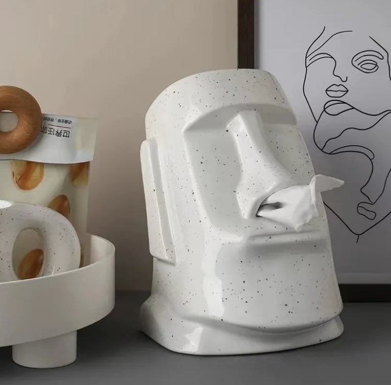 TPC228 - White Moai Nostril Paper Box image 0