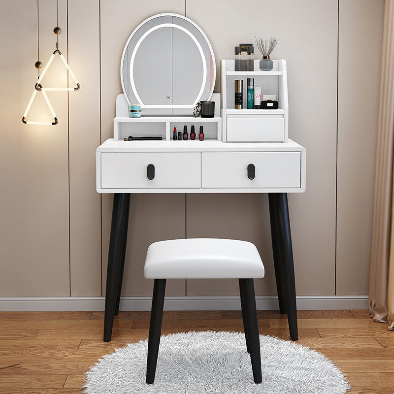DR019 - Modern White Vanity Dressing Table with Mirror, Storage Drawers & Shelf image 0