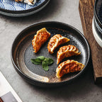 DISH001 - Japanese Vintage Dark Ceramic Dinner Plate image 1