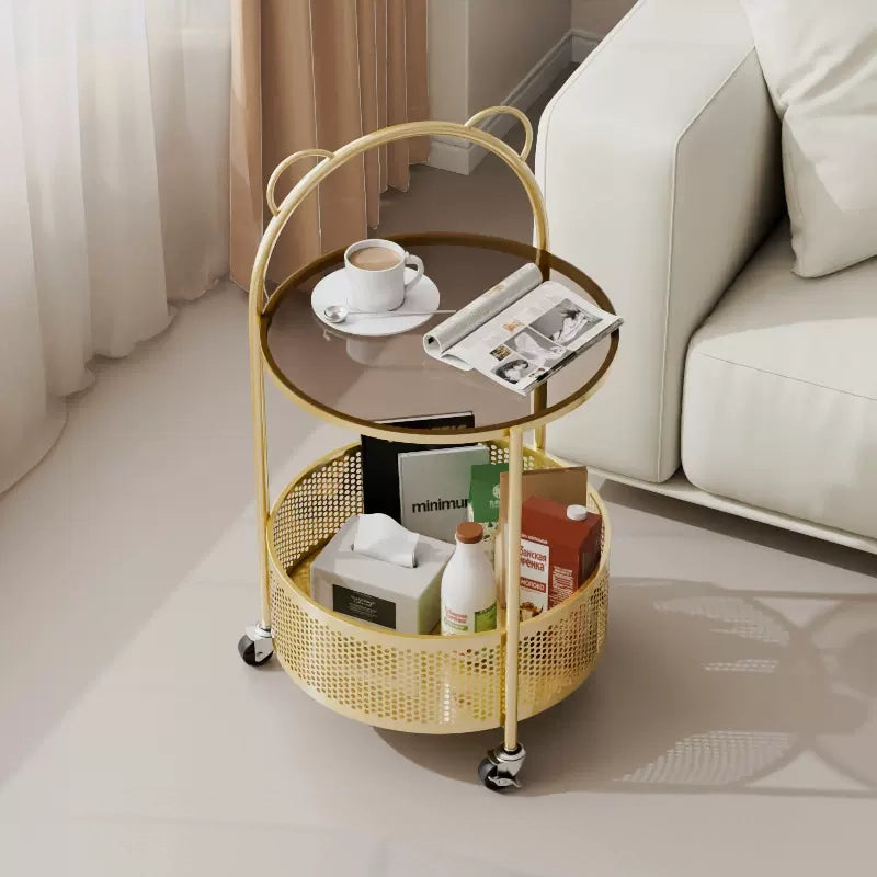 EDB036 - Movable Round Side Table with Wheels image 1
