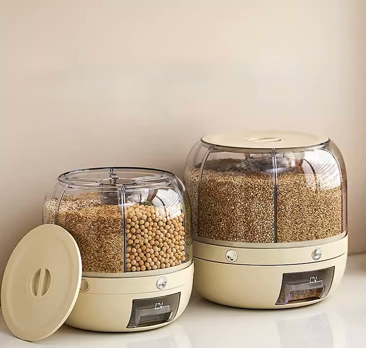 BOX001 - Divided Rotating Grain Rice Storage Box image 0