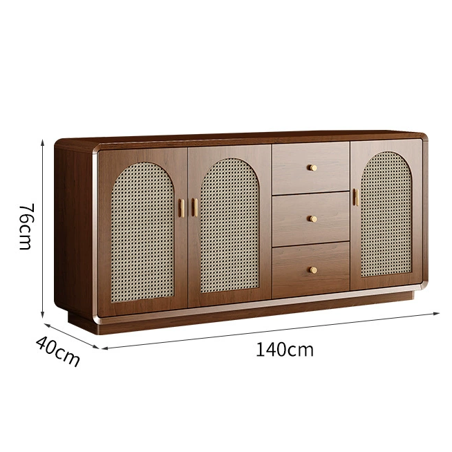 WCK019 - Multi-Functional Storage Cabinet with Faux Rattan Doors and Drawers image 4