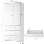 CC056 - Modern White Wardrobe Cabinet with Drawers – Tall Storage Closet image 4