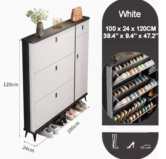 SOCE041 - Slim Entryway Shoe Cabinet with Flip Storage image 5