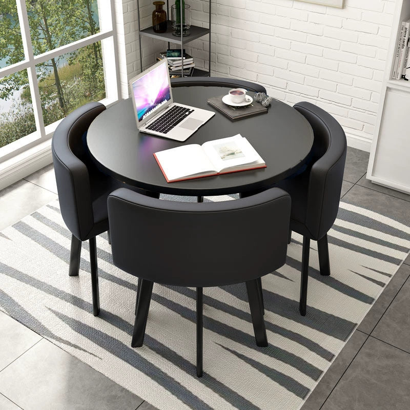 LDF026 - Space-Saving Round Table and 4 Chairs Set image 0