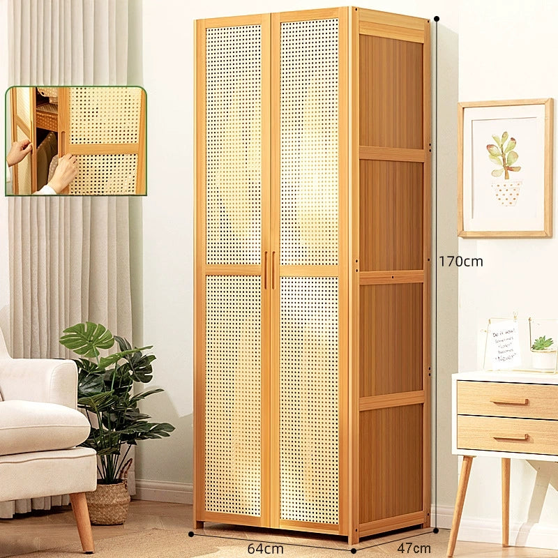 CC055 - Multi-Functional Bamboo Wardrobe – Mesh Door Closet image 2