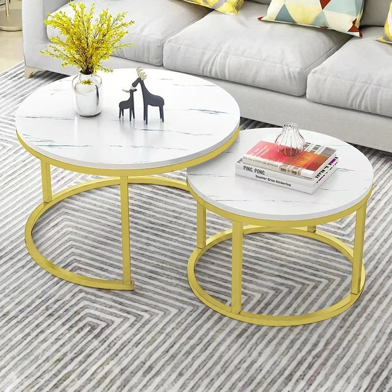 EDB044 - Marble-Pattern Modern Home Coffee Table Set image 1