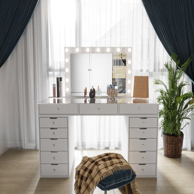 DR016 - Modern Hollywood-Style Vanity Table with LED Bulb Mirror image 0