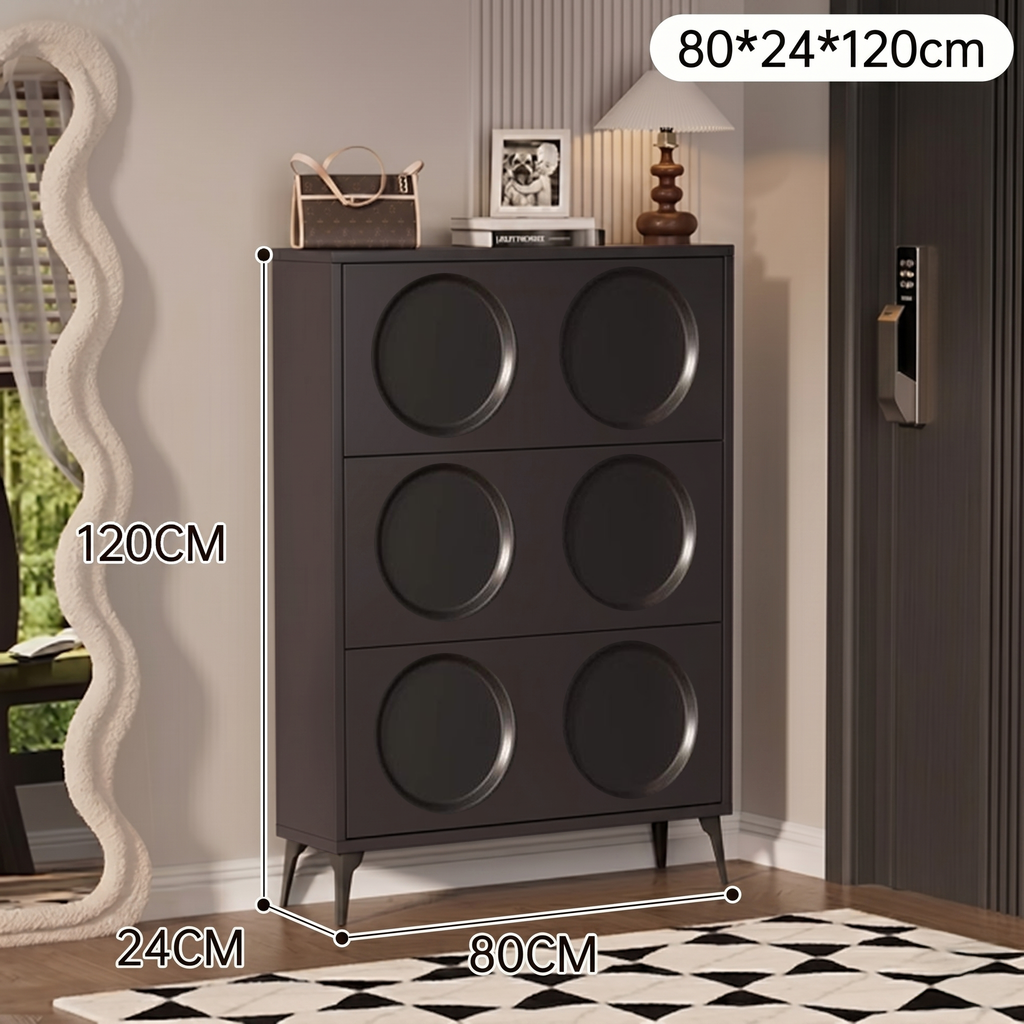 SOCE054 - Elegant French Cream 3 Flip-Down Doors Shoe Cabinet image 10