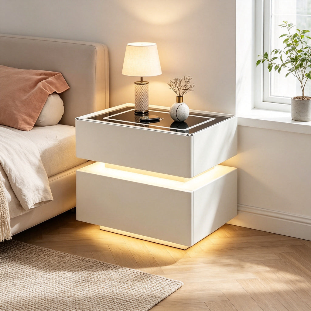 CBD035 - Smart LED Bedside Table with Wireless Charging & AdjustableLighting image 2