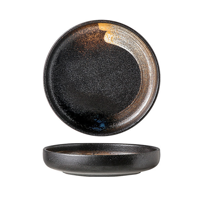 DISH001 - Japanese Vintage Dark Ceramic Dinner Plate image 4