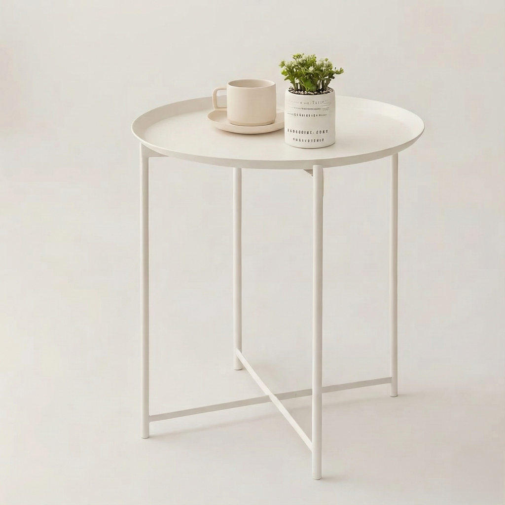 ST015 - Modern Minimalist Cream-Style Round Side Table image 2