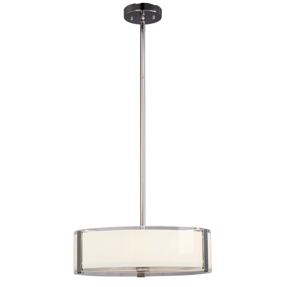 914291CH - 4-Light Pendant - Chrome with White Opal/Clear Glass