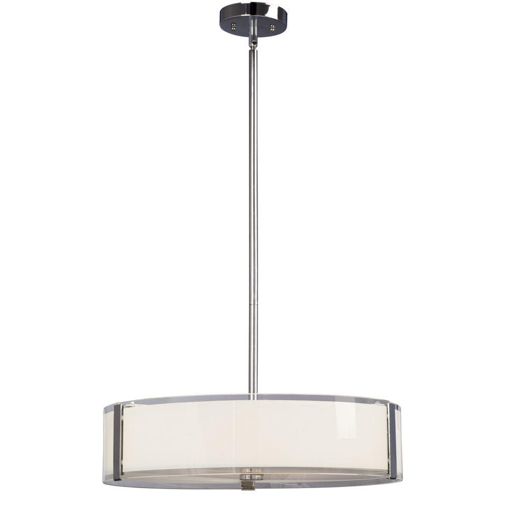 914295CH - 4-Light Pendant - Chrome with White Opal/Clear Glass