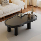 EDB046 - Modern Irregular Glass Coffee Table with Leather-Wrapped Edge image 3