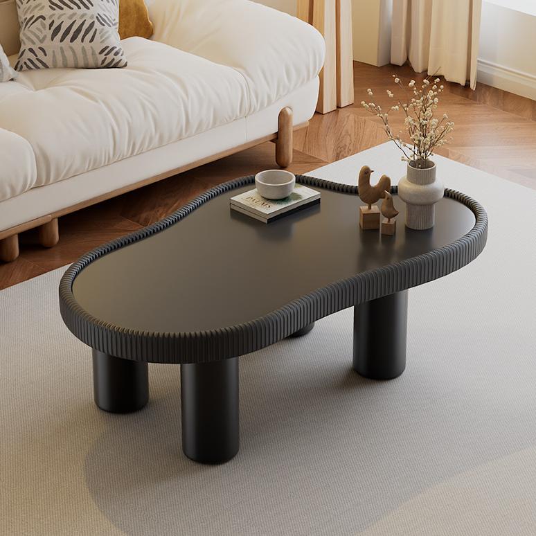 EDB046 - Modern Irregular Glass Coffee Table with Leather-Wrapped Edge image 3