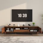 TV011 - Natural Wood-Style TV Stand with Drawers and Open Storage image 2