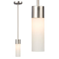 944024BN/WH - Mini Pendant w/6",12",18" Extension Rods - Brushed Nickel with White Straight Glass