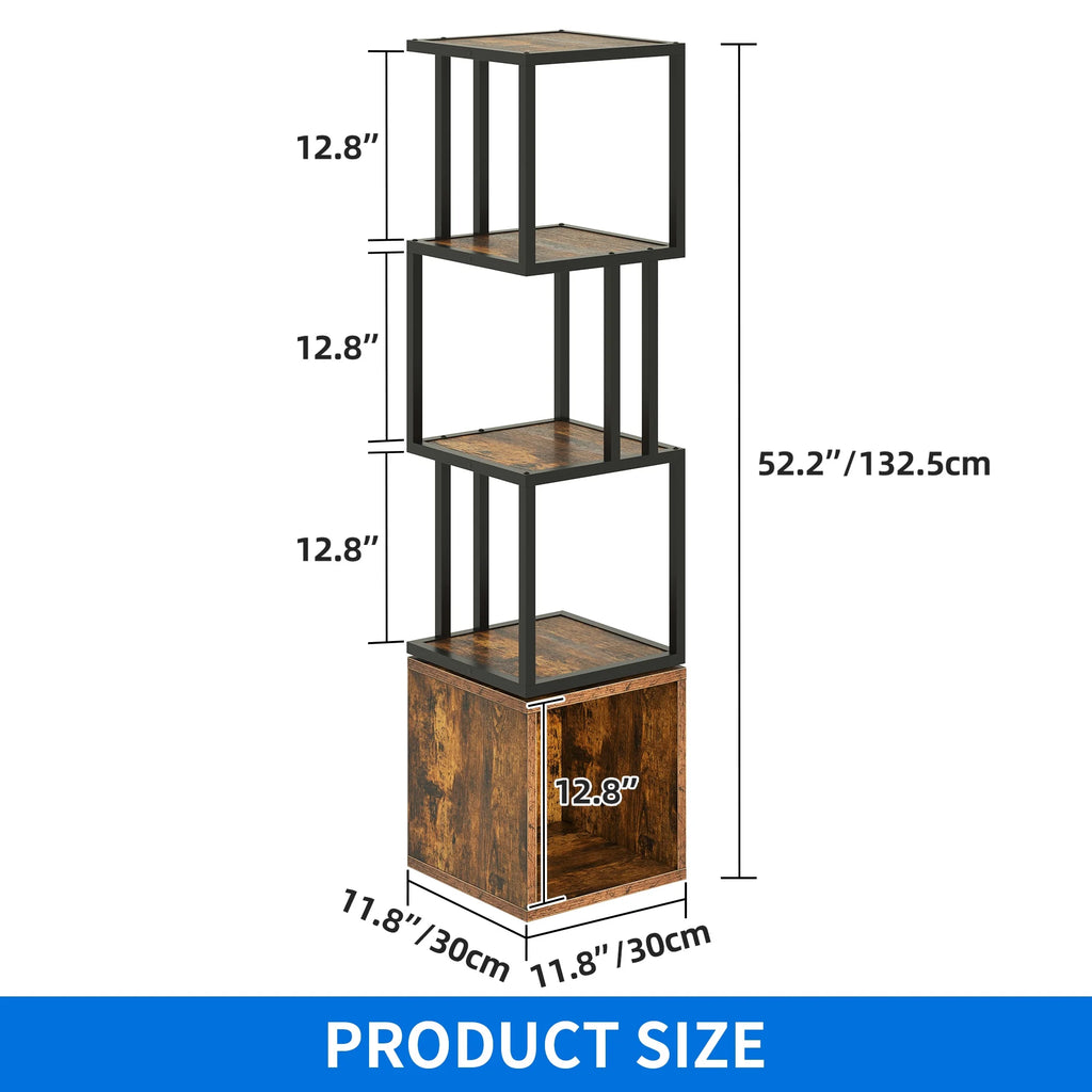 BS049 - 4-Tier 360° Rotating Bookshelf – Slim Floor Standing Display Shelf image 5