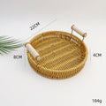 BAS012 - Round Rattan-Style Serving Tray with Handles image 4