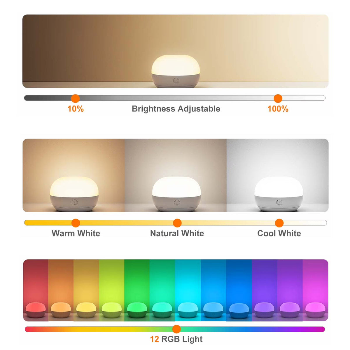 LS009 - 3-in-1 Rechargeable RGB Night Light Set with Magnetic Charging Station image 2