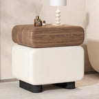 CBD024 - Modern Walnut & Cream 2-Tier Nightstand image 0
