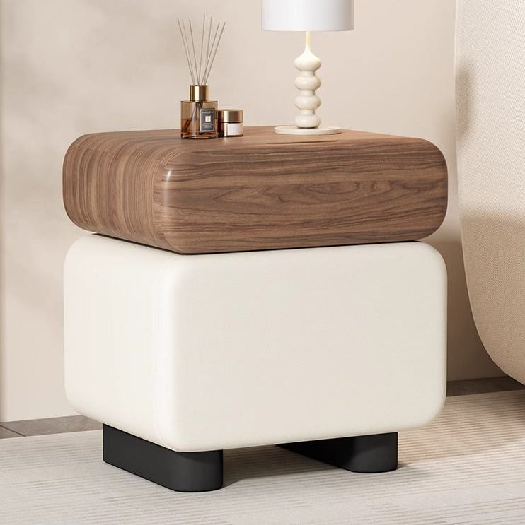 CBD024 - Modern Walnut & Cream 2-Tier Nightstand image 0