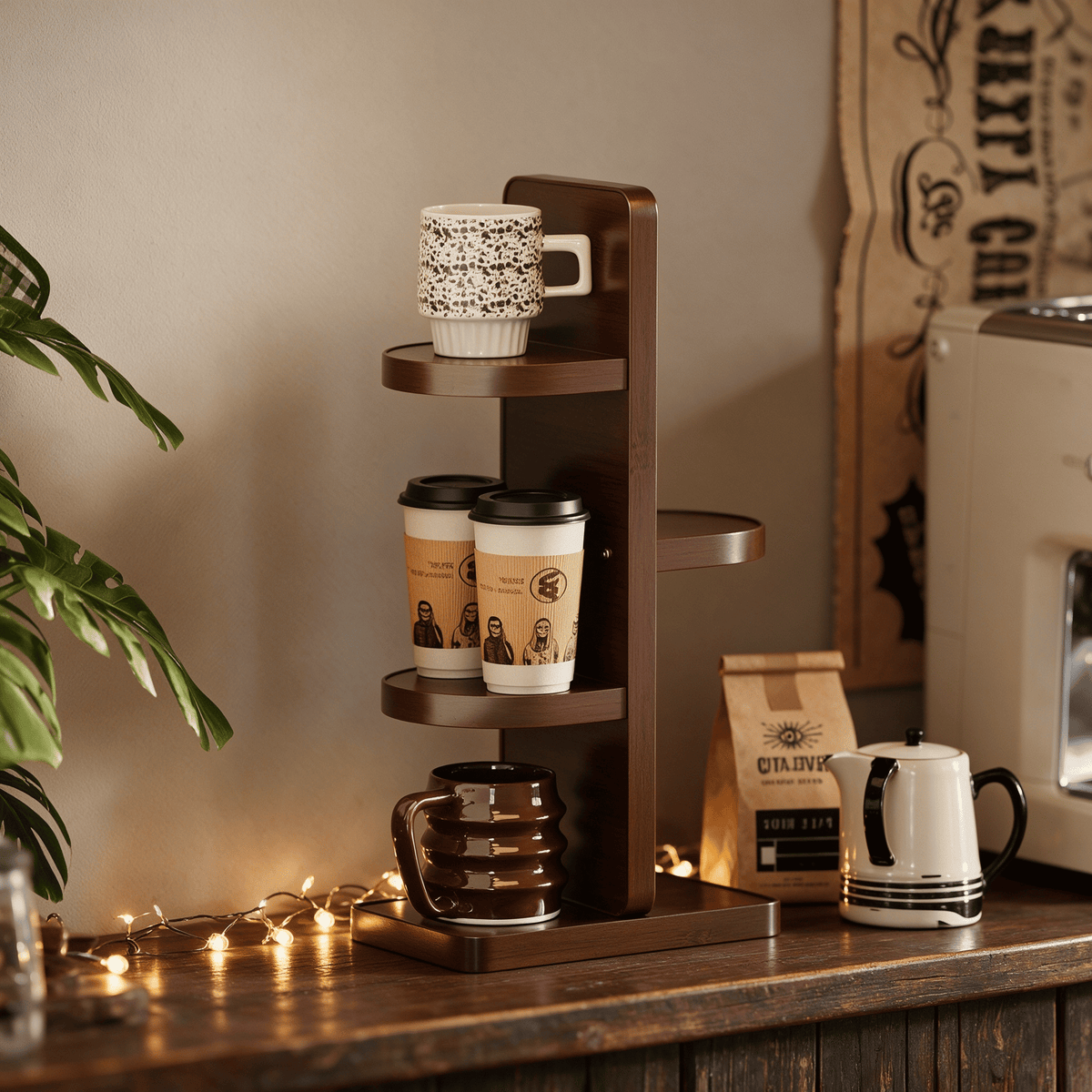 CSR004 - Amberch Modern Mug Tree Vertical Multi-Tier Coffee Station Organizer image 0