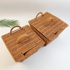 BAS007 - Rectangular Handwoven Rattan-Style Basket with Double Handles image 4