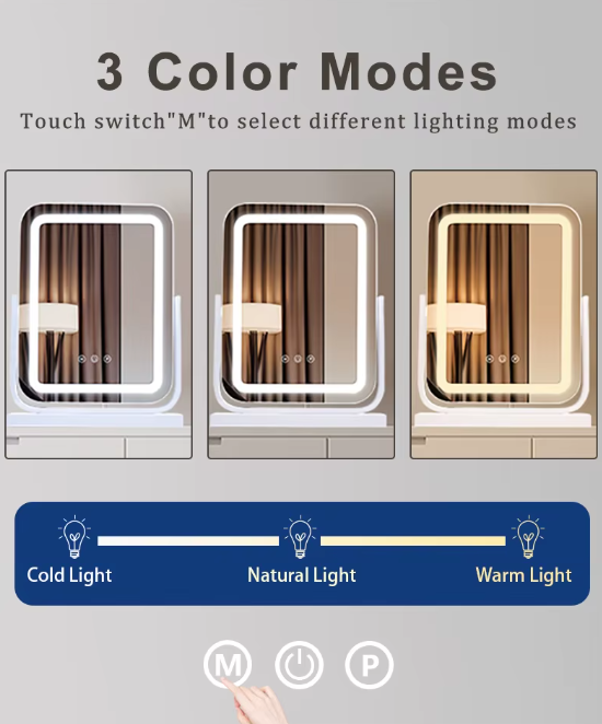 VAN001 - LED Desktop Makeup Mirror with 360° Swivel image 4