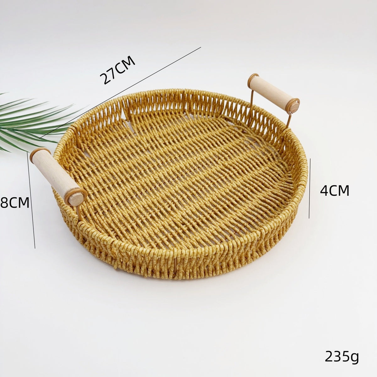 BAS012 - Round Rattan-Style Serving Tray with Handles image 6