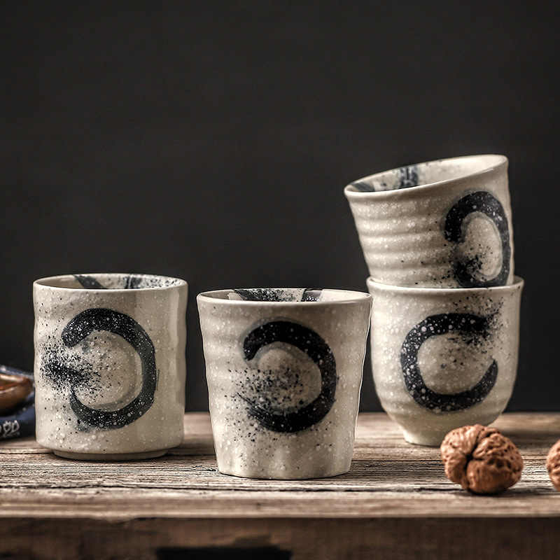 CUP003 - Japanese Retro Ribbed Ceramic Teacup image 1