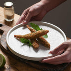 DISH004 - Japanese Ceramic Stone-Texture Flat Plate | Minimalist Dinner Dish image 1