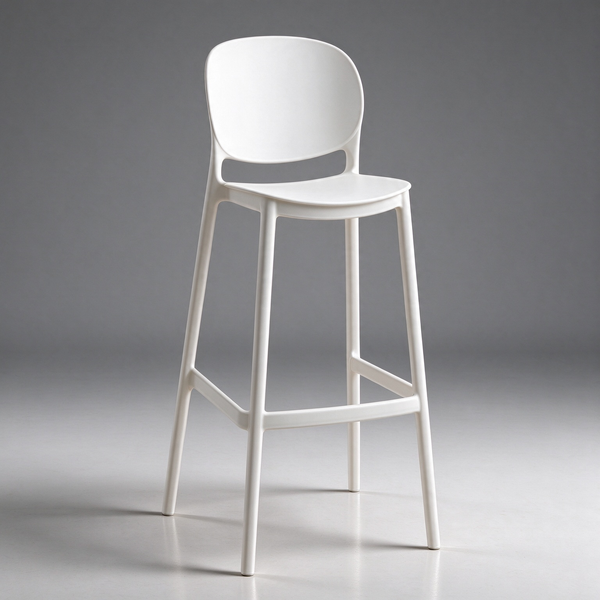 CHZ047 - Modern Polypropylene Bar Stool with Curved Backrest & Footrest – Minimalist Molded Plastic Counter Height Stools for Kitchen Island, Dining, Cafe & Outdoor