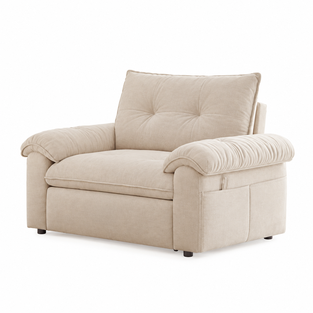 SOB036 - Minimalist Cream Fabric Sofa - Comfy Living Room Seating