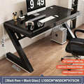 GD013 - Modern Z-Shaped Tempered Glass Computer Desk with Metal Frame