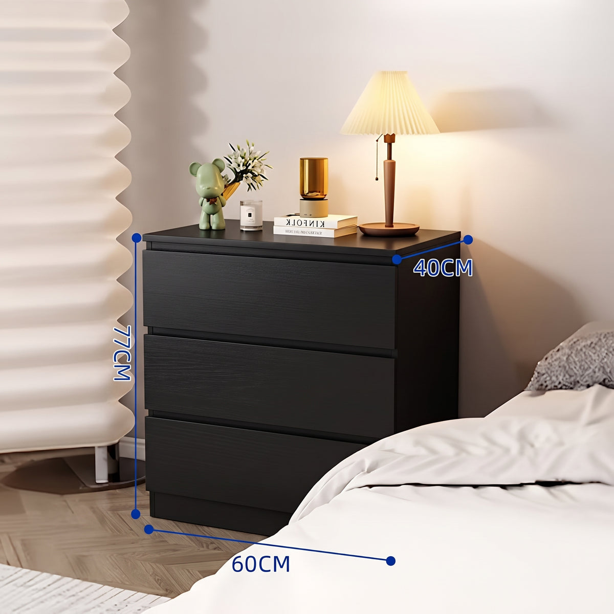 CBD037 - Modern Black Wooden Dresser - Multi-Drawer Storage Cabinet
