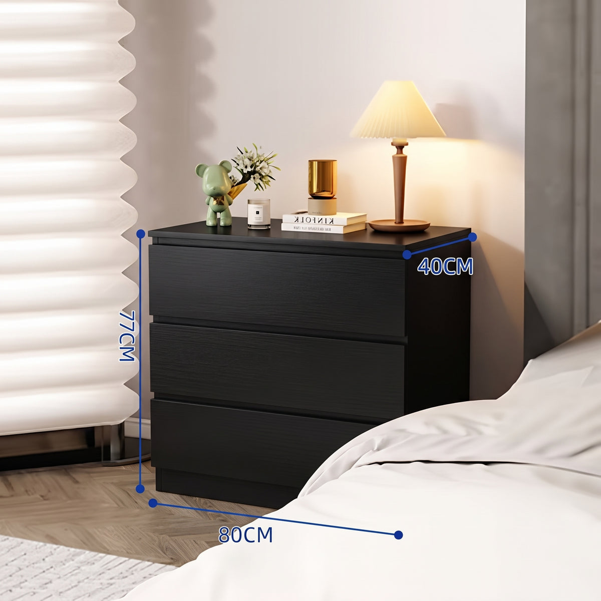 CBD037 - Modern Black Wooden Dresser - Multi-Drawer Storage Cabinet