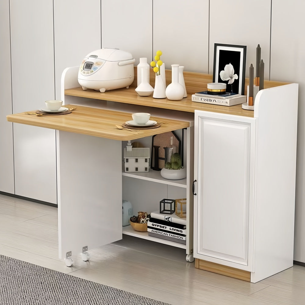 LDF020 - Space-Saving Folding Dining Table with Storage Rack