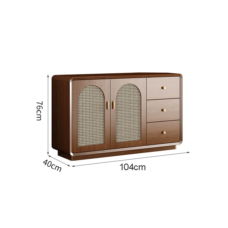 WCK019 - Multi-Functional Storage Cabinet with Faux Rattan Doors and Drawers
