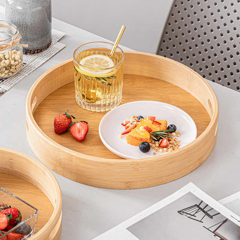 TRAY001 - Round Bamboo Creative Tray | Snack & Tea Serving Plate image 0