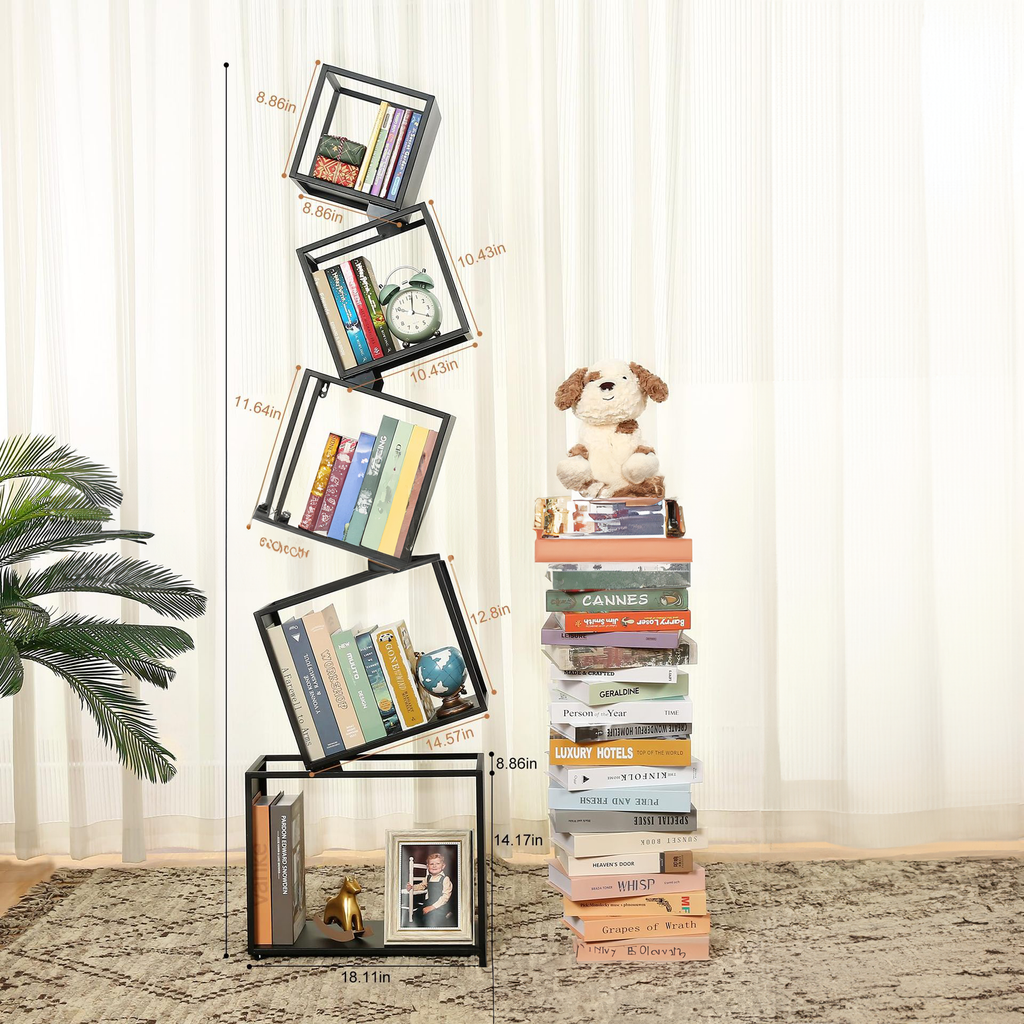 BS024 - Contemporary 5-Tier Black Bookshelf for Home Decor and Storage image 1