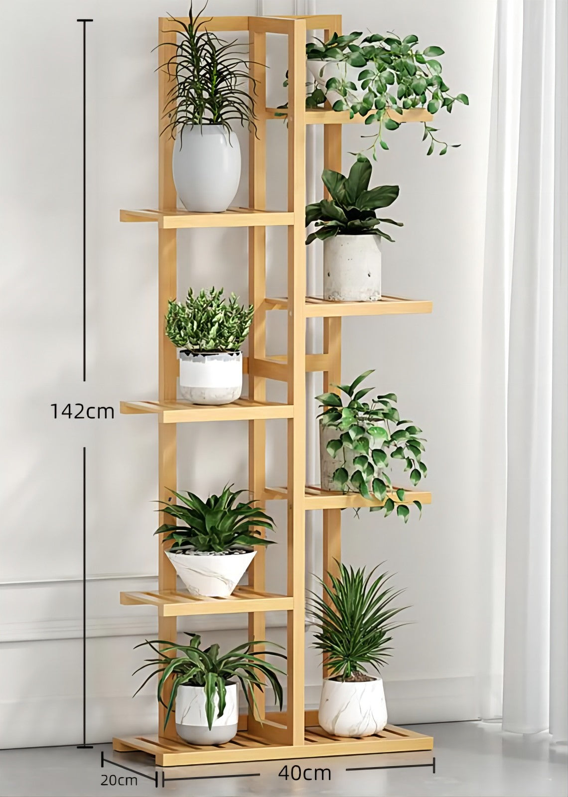 PS014 - Bamwood Modern Wood Plant Floor Stand image 2
