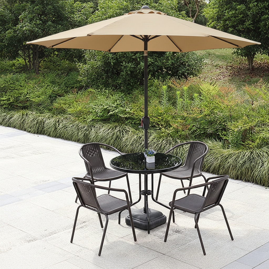ODS005 - Outdoor Patio Dining Table, Chair & Umbrella image 0