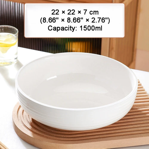BOWL014 - White Ceramic Large Bowl – Classic Soup Bowl for Everyday Dining image 0