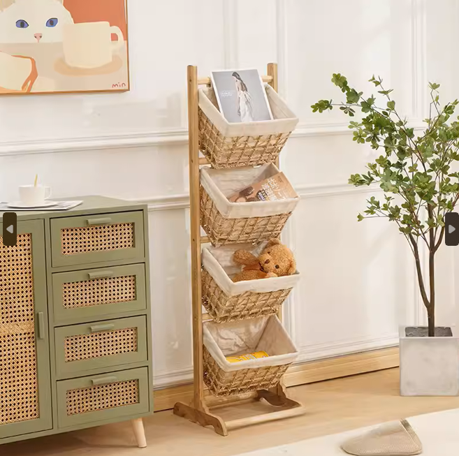 BS037 - Sycamore Wood Floor-Standing Storage Rack image 1