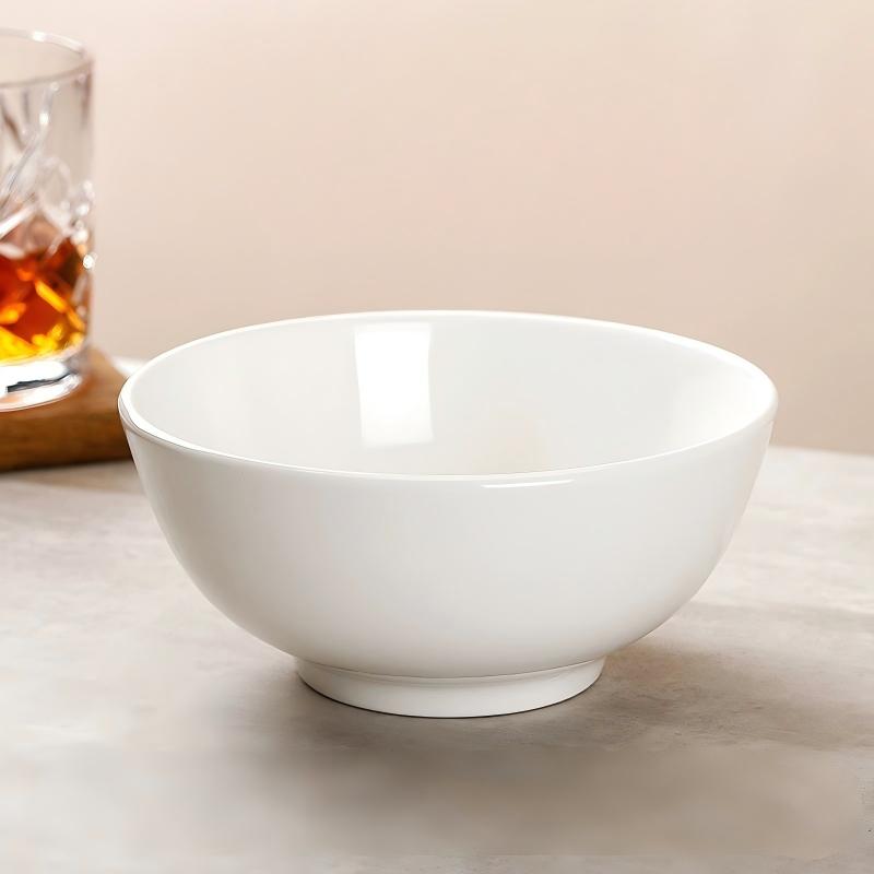 BOWL013 - Pure White Ceramic Rice Bowl – Classic Dining Bowl image 3
