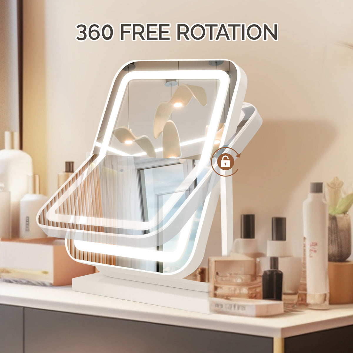 VAN001 - LED Desktop Makeup Mirror with 360° Swivel image 3