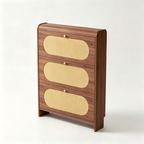 SOCE077 - Mid-Century Rattan Ultra-Thin Shoe Cabinet – Slim Entryway Storage